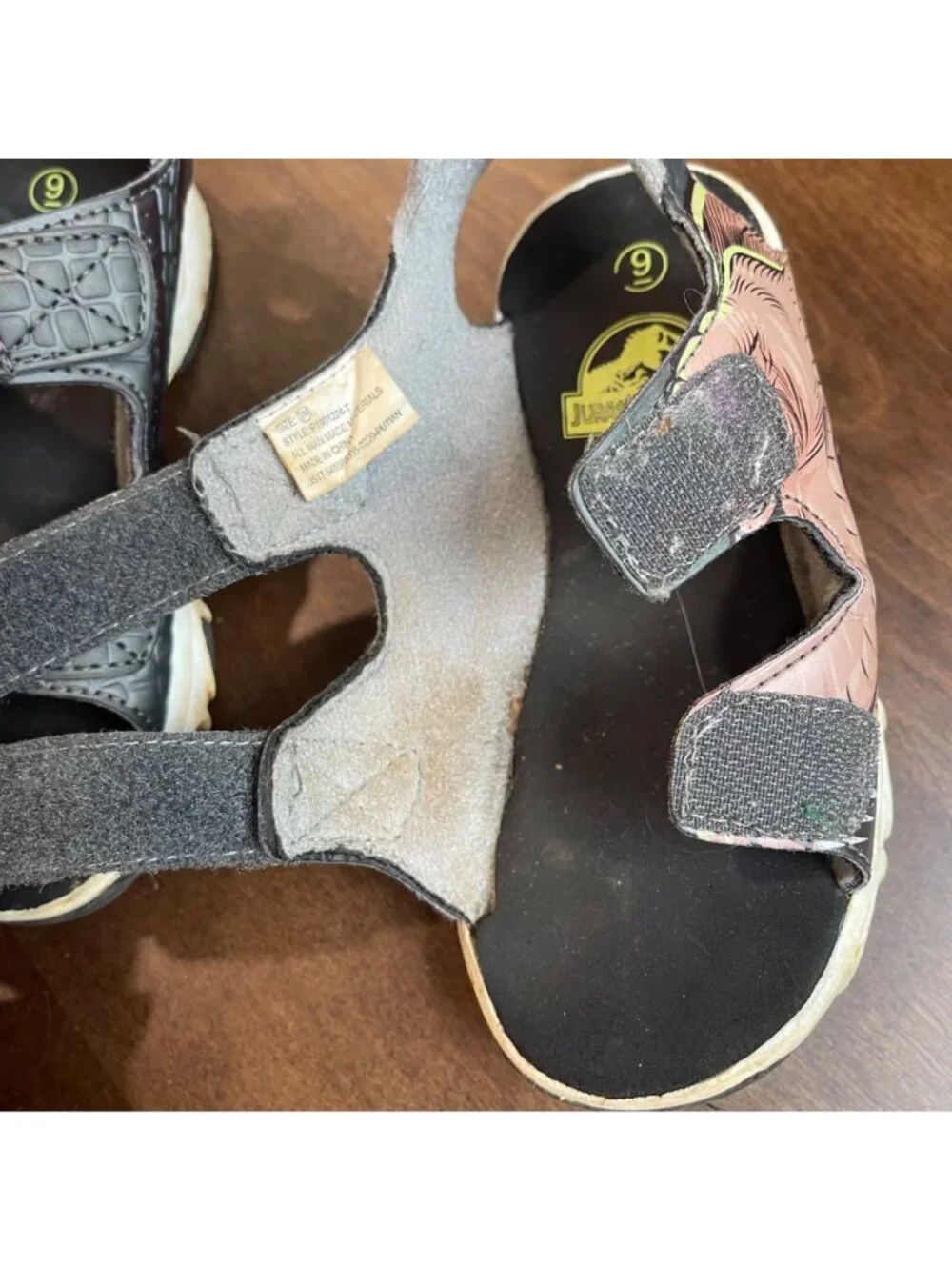 Jurassic World T-Rex Light Up Sport Sandals Toddler Size 9M Dinosaur Hook & Loop